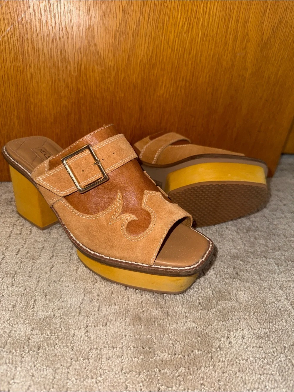 Kelsi Dagger Gerri Block Heel Platform Slide Sandal